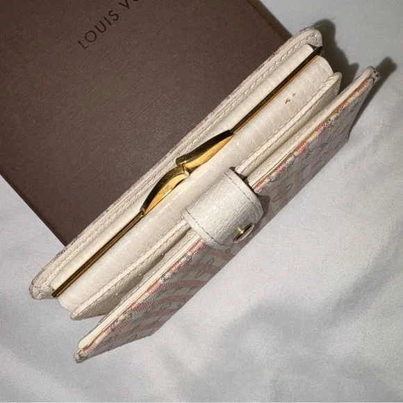 LOUIS VUITTON *rare* Mini Lin Croisette Portefeuille Viennois Pink/Rouge Wallet - Picture 5 of 15